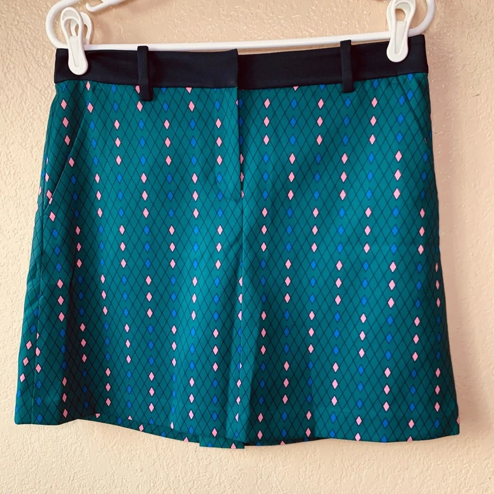 Tory Burch Sport Diamond Print Tech Twill Belt Loop Athletic Golf Skort NWOT